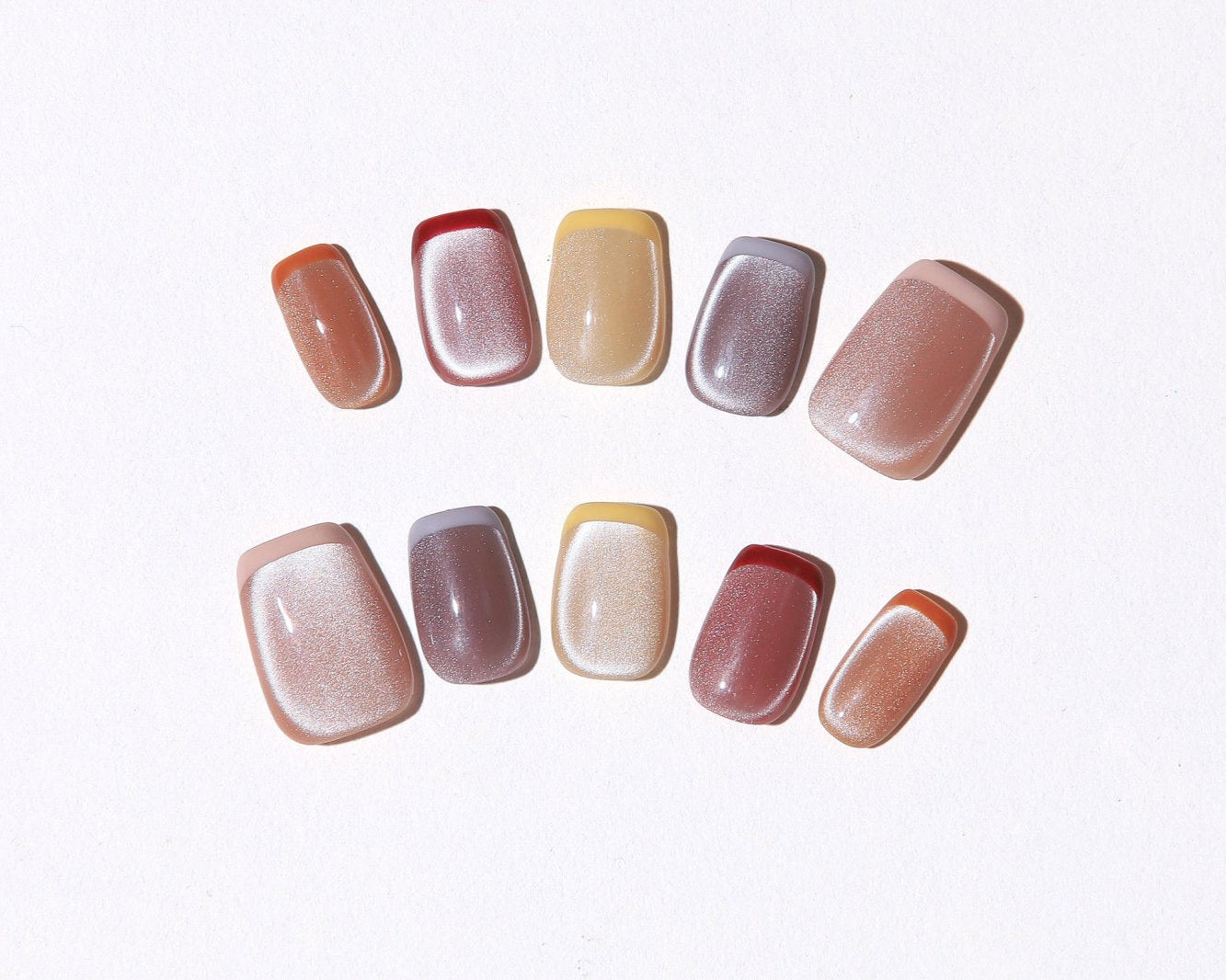 ootd.nail パステル グラデーション マグネット フレンチ ジェルネイルチップ|カラフル・上品・春夏ネイル