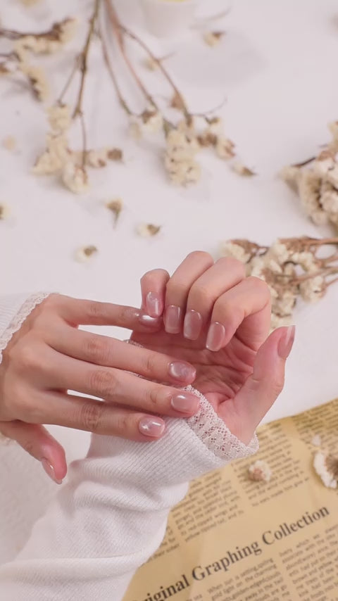 ootd.nail ミルキーピンク ジェルネイルチップ 着用MOVIE｜ナチュラル・上品・日常ネイル